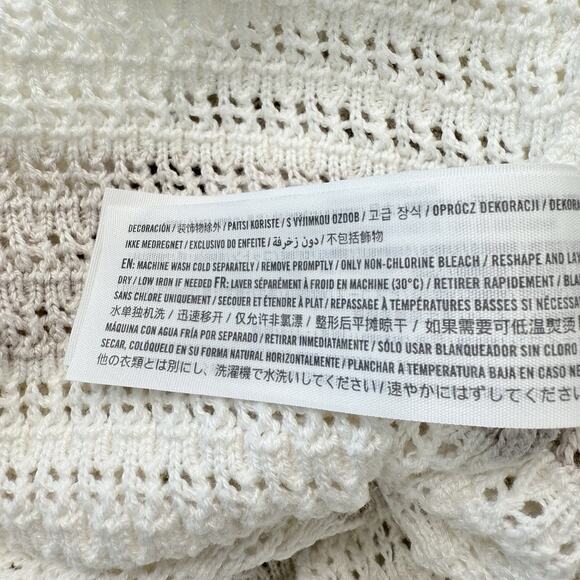 Abercrombie Fitch Open Knit Button Up Sweater Womens XL Tall Ivory Beige Striped - Picture 7 of 7